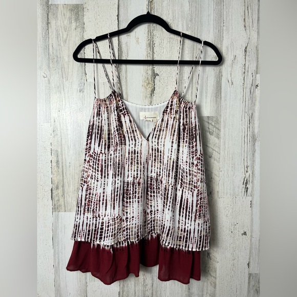 Anthropologie Olivia Burgundy and White Layered Cami NWT Large - Picture 2 of 7
